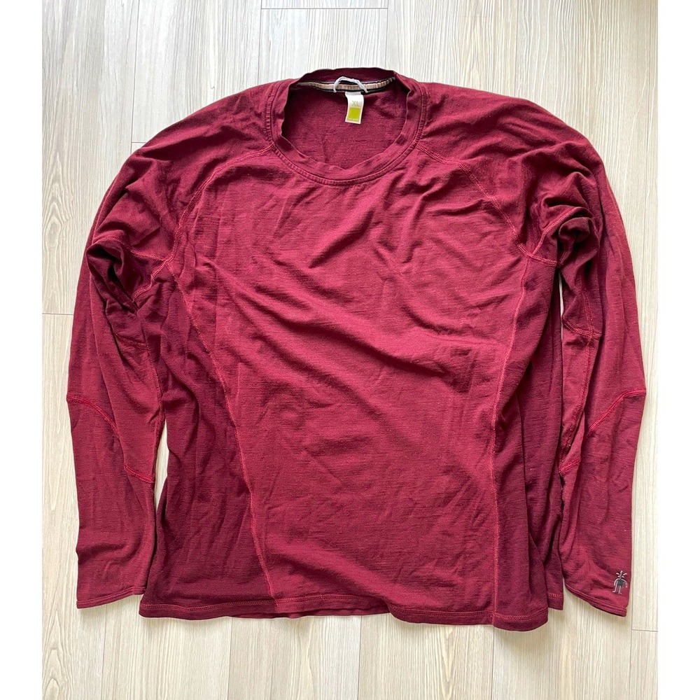 Smartwool Merino Wool Burgundy Long Sleeve Crewneck Base Layer Sz XL Outdoors